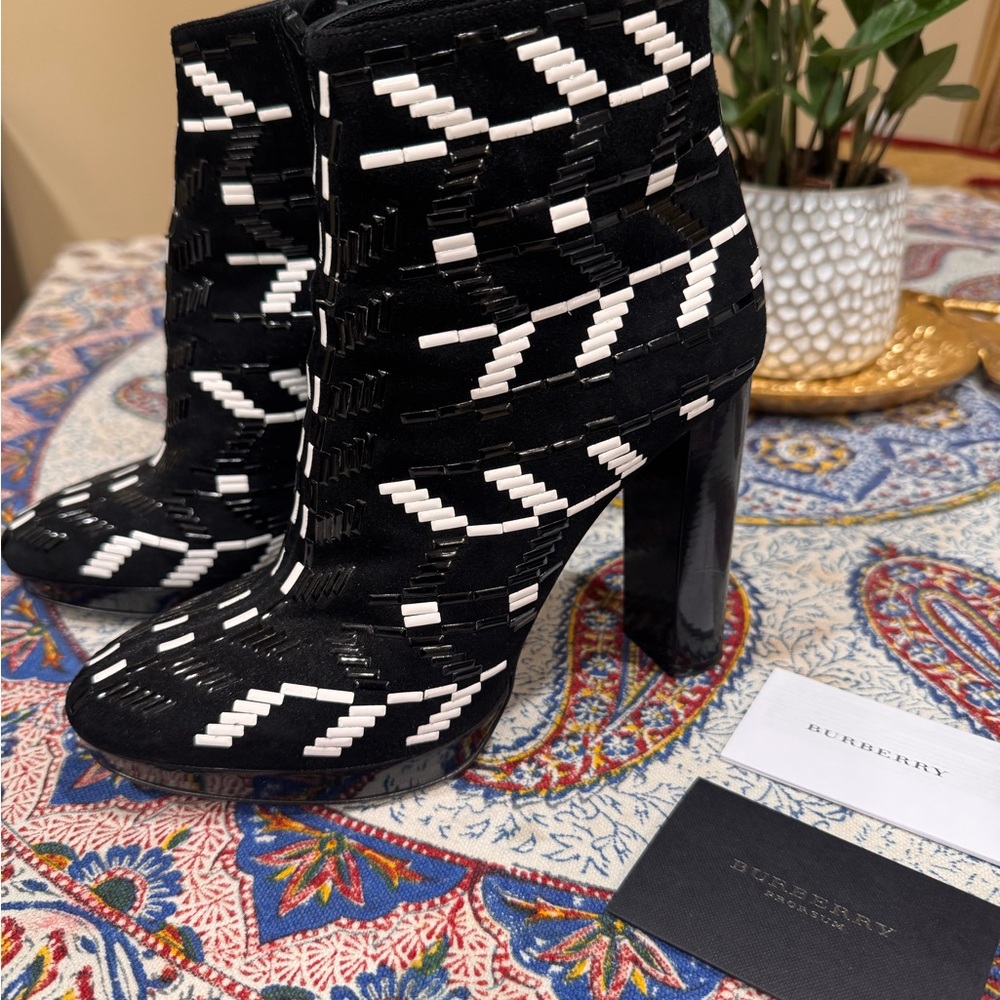 Burberry Prorsum beaded velvet ankle boots